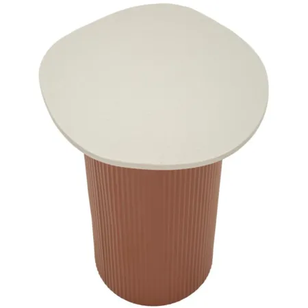 Tavolino da Caffè 53 cm Metallo Piano MDF Marmo Sintetico Rosso Bianco