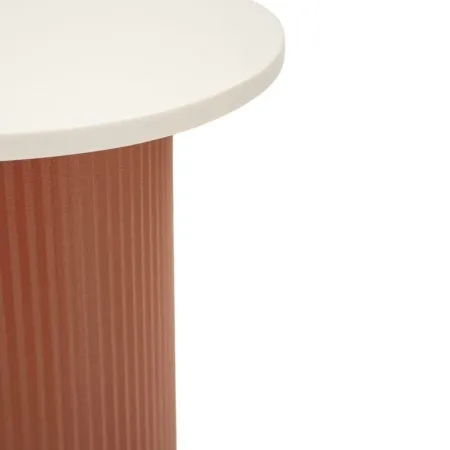 Tavolino da Caffè 53 cm Metallo Piano MDF Marmo Sintetico Rosso Bianco