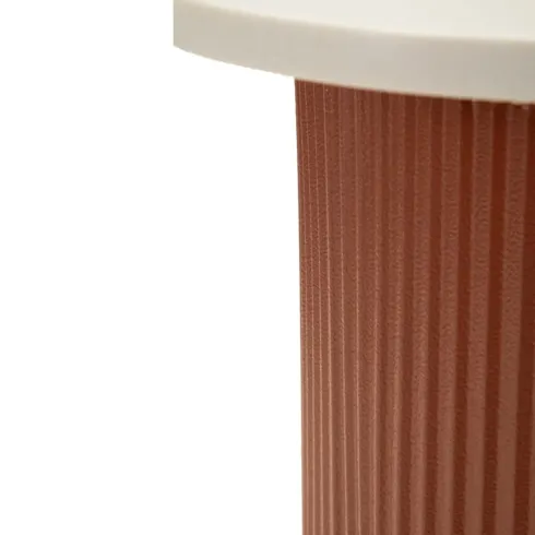 Tavolino da Caffè 53 cm Metallo Piano MDF Marmo Sintetico Rosso Bianco