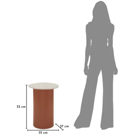 Tavolino da Caffè 53 cm Metallo Piano MDF Marmo Sintetico Rosso Bianco