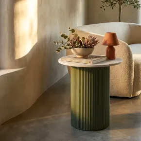 Tavolino da Caffè 45 cm Metallo Piano MDF Marmo Sintetico Verde Bianco 2