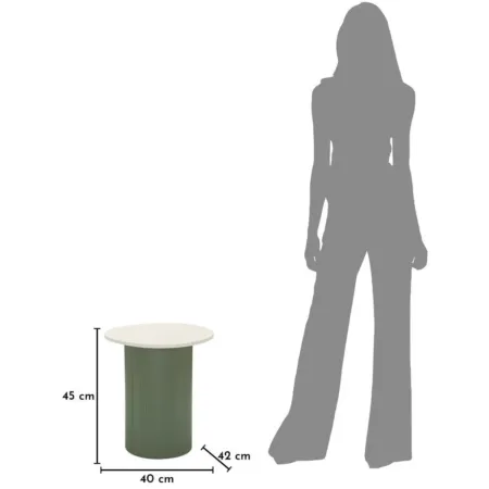 Tavolino da Caffè 45 cm Metallo Piano MDF Marmo Sintetico Verde Bianco