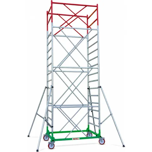 Trabattello Ponteggio Professionale h680 cm con Piano Parapetto Aste