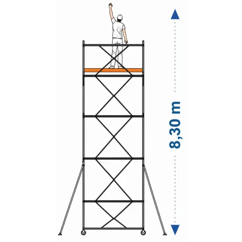 Trabattello Ponteggio Professionale h830 cm con Piano Parapetto Aste