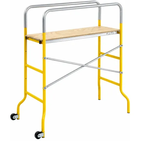 Trabattello in Acciaio 62x144x142 cm con Ruote Pedana in Legno