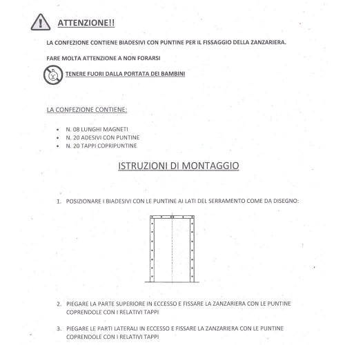 Zanzariera Magnetica con Chiusura Calamita Tenda Bianca Nera per Porta Finestra