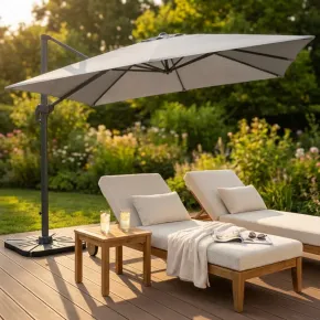 Ombrellone Rettangolare 3x4 m Palo Laterale Grigio Antracite Girevole 2