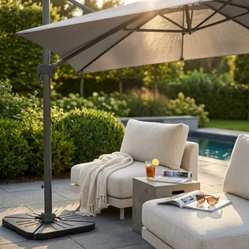 Ombrellone Rettangolare 3x4 m Palo Laterale Grigio Antracite Girevole