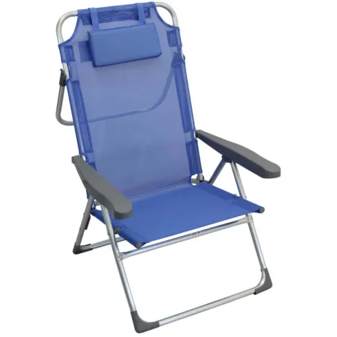 Sdraio Pieghevole Alta con Cuscino Textilene Azzurro Spiaggia Giardino