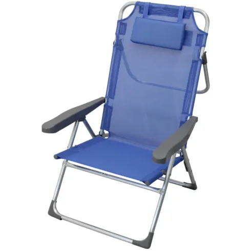 Sdraio Pieghevole Alta con Cuscino Textilene Azzurro Spiaggia Giardino