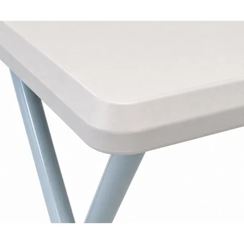 Tavolino Pieghevole Bianco in PVC Acciaio da Esterno 52x37x47 cm