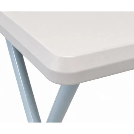Tavolino Pieghevole Bianco in PVC Acciaio da Esterno 52x37x47 cm