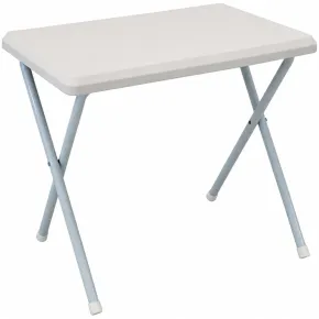 Tavolino Pieghevole Bianco in PVC Acciaio da Esterno 52x37x47 cm