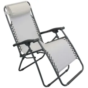 Sedia Sdraio Pieghevole in Textilene Beige da Spiaggia Giardino Balcone