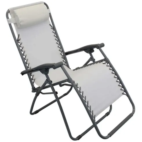 Sedia Sdraio Pieghevole in Textilene Beige da Spiaggia Giardino Balcone