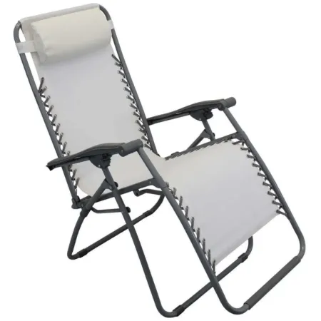 Sedia Sdraio Pieghevole in Textilene Beige da Spiaggia Giardino Balcone