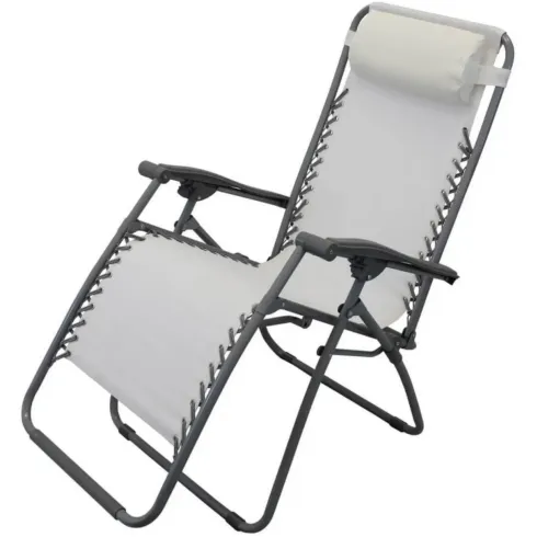 Sedia Sdraio Pieghevole in Textilene Beige da Spiaggia Giardino Balcone