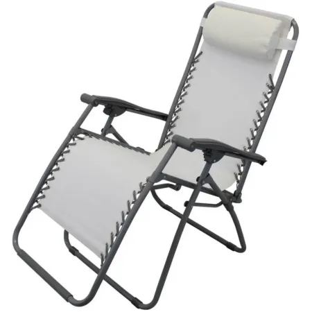 Sedia Sdraio Pieghevole in Textilene Beige da Spiaggia Giardino Balcone