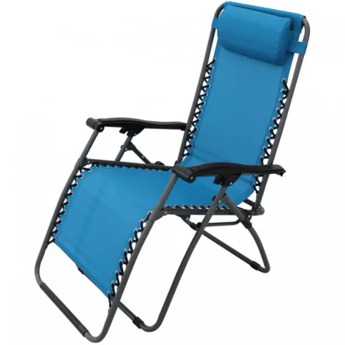 Sedia Sdraio Pieghevole in Textilene Blu da Spiaggia Giardino Balcone