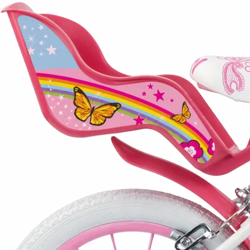 Bicicletta per Bambini 14" Rosa Unicorno Rotelle Removibili Cestino