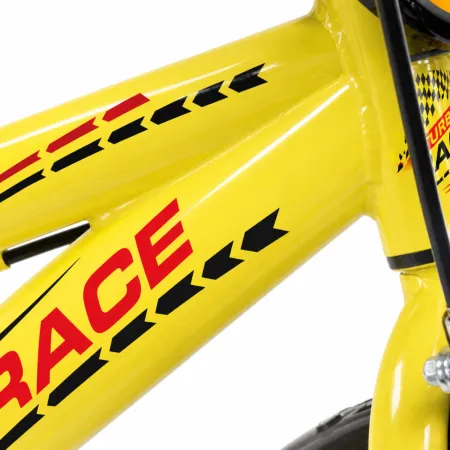 Bicicletta Bambini 16" Giallo Rotelle Removibili Turbo Race Borraccia