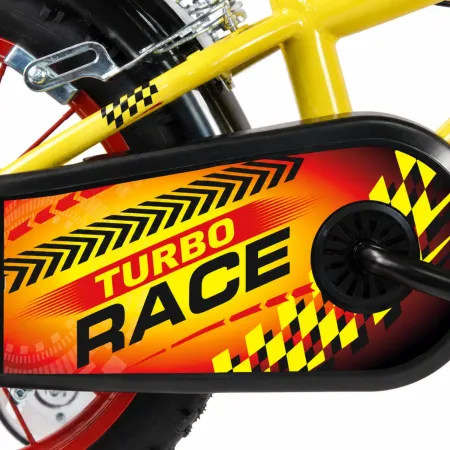Bicicletta Bambini 16" Giallo Rotelle Removibili Turbo Race Borraccia