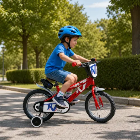 Bicicletta per Bambini 16" Rosso Rocket Rotelle Borraccia Trombetta