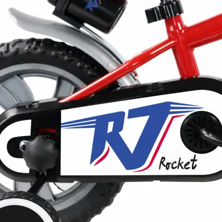 Bicicletta per Bambini 12" Rosso Rocket Rotelle Borraccia Trombetta