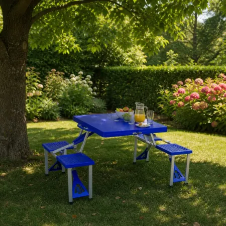 Set Pieghevole Picnic in Alluminio Abs Tavolo con Panche Campeggio
