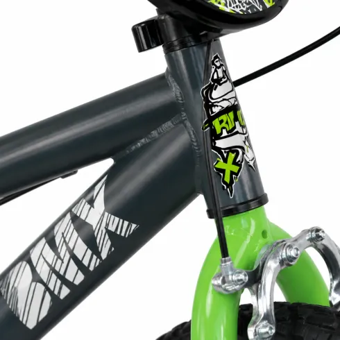 Bicicletta per Bambini 16" Verde BMX con Rotelle e Freni Caliper