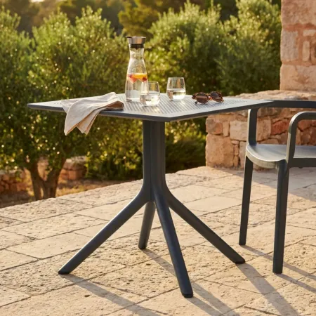 Tavolo da Giardino Quadrato 80x80x75 cm Antracite in Polipropilene