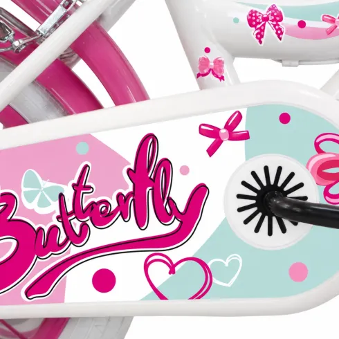 Bicicletta Bambini 16" Bianco Rotelle Removibili Seggiolino Cestino