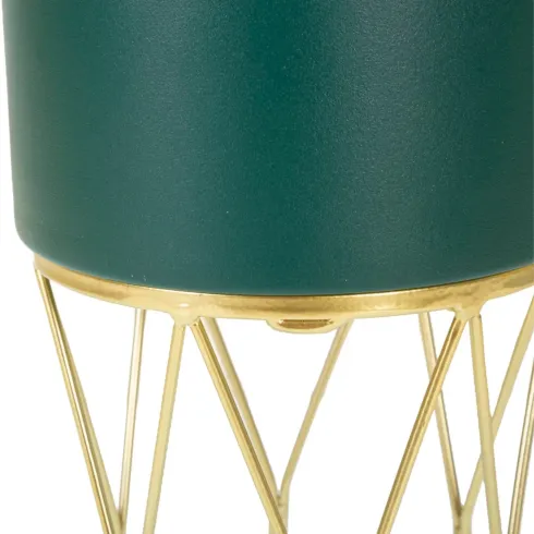 Set 2 Portavasi Metallo Verde Oro 23-19 cm Coppa Interna Portapiante