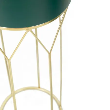 Set 2 Portavasi Metallo Verde Oro 23-19 cm Coppa Interna Portapiante
