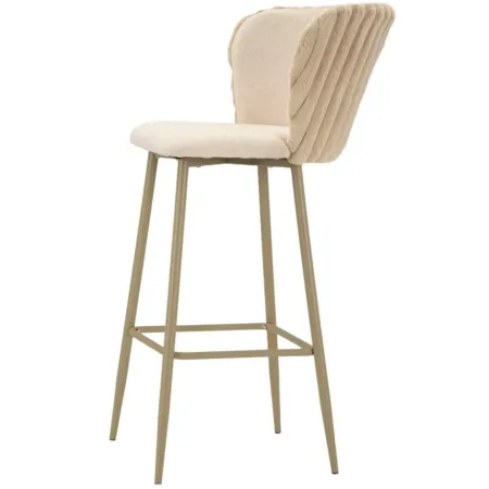 Sgabelli da Bar Set 2 Pezzi Crema Seduta Imbottita Schienale Lavorato