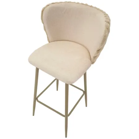 Sgabelli da Bar Set 2 Pezzi Crema Seduta Imbottita Schienale Lavorato