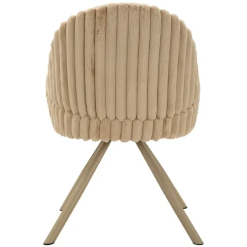 Set 2 Sedie da Pranzo Imbottite in Tessuto Crema Seduta 45 cm