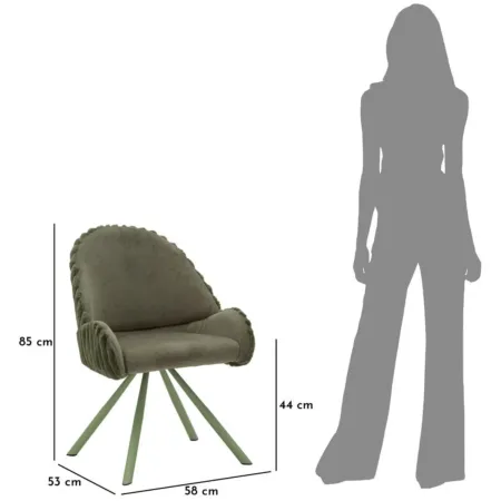 Set 2 Sedie da Pranzo Imbottite in Tessuto Verde Seduta 45 cm