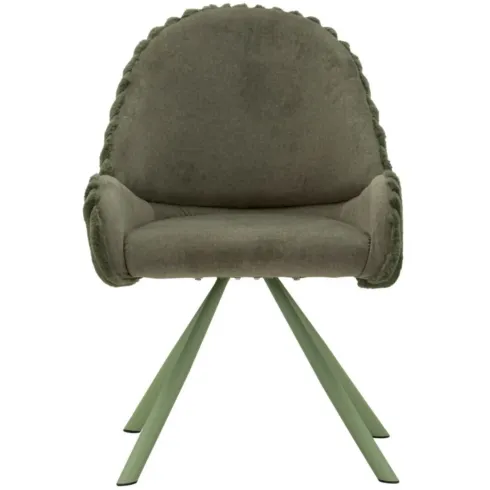 Set 2 Sedie da Pranzo Imbottite in Tessuto Verde Seduta 45 cm