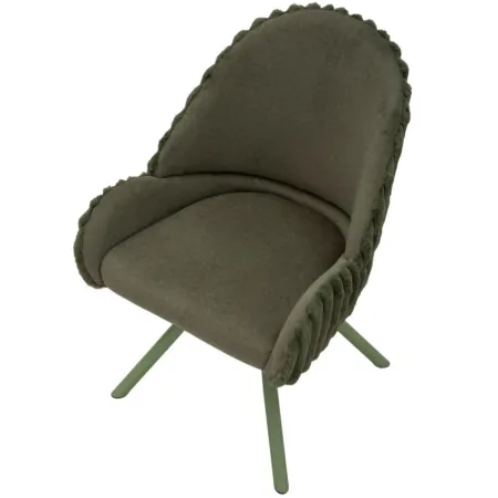 Set 2 Sedie da Pranzo Imbottite in Tessuto Verde Seduta 45 cm