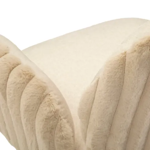 Set 2 Sedie da Pranzo Seduta Imbottita in Tessuto Crema con Braccioli