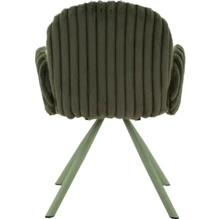 Set 2 Sedie da Pranzo Seduta Imbottita in Tessuto Verde con Braccioli
