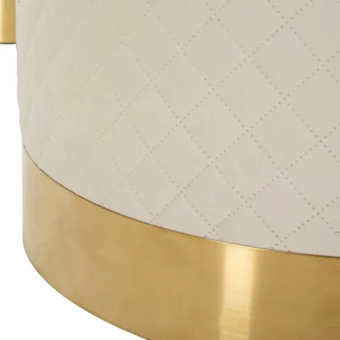 Set 3 Pouf Contenitori Crema Oro Legno Metallo da Interno Espositori
