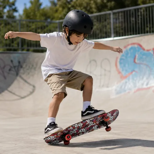 Skateboard 60x15 Scheletri Multistrato Acero 9 Strati Ruote Rosse PVC