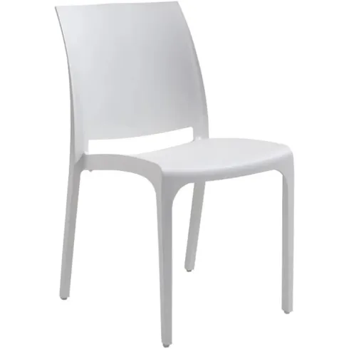 Set 4 Sedie da Pranzo in Resina Impilabili Bianco Tappi Antiscivolo