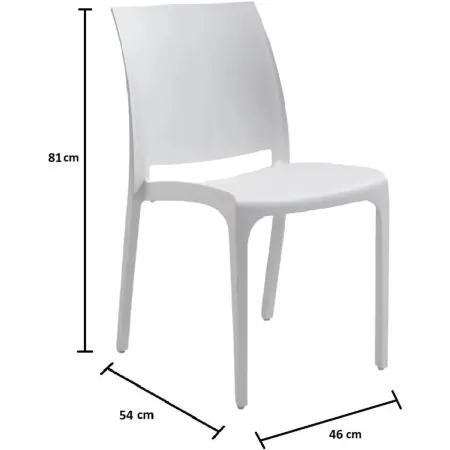 Set 4 Sedie da Pranzo in Resina Impilabili Bianco Tappi Antiscivolo
