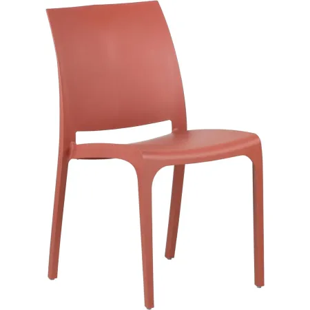 Set 4 Sedie da Pranzo in Resina Impilabili Rosso Tappi Antiscivolo