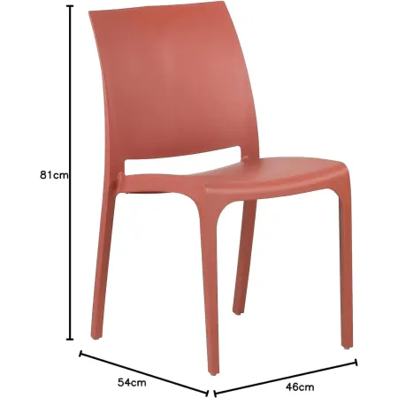 Set 4 Sedie da Pranzo in Resina Impilabili Rosso Tappi Antiscivolo