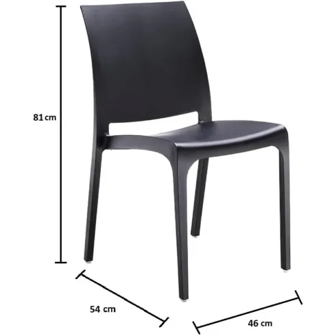 Set 4 Sedie da Pranzo in Resina Impilabili Nero con Tappi Antiscivolo