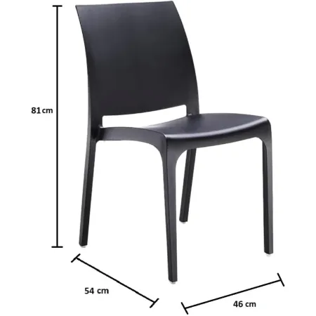 Set 4 Sedie da Pranzo in Resina Impilabili Nero con Tappi Antiscivolo
